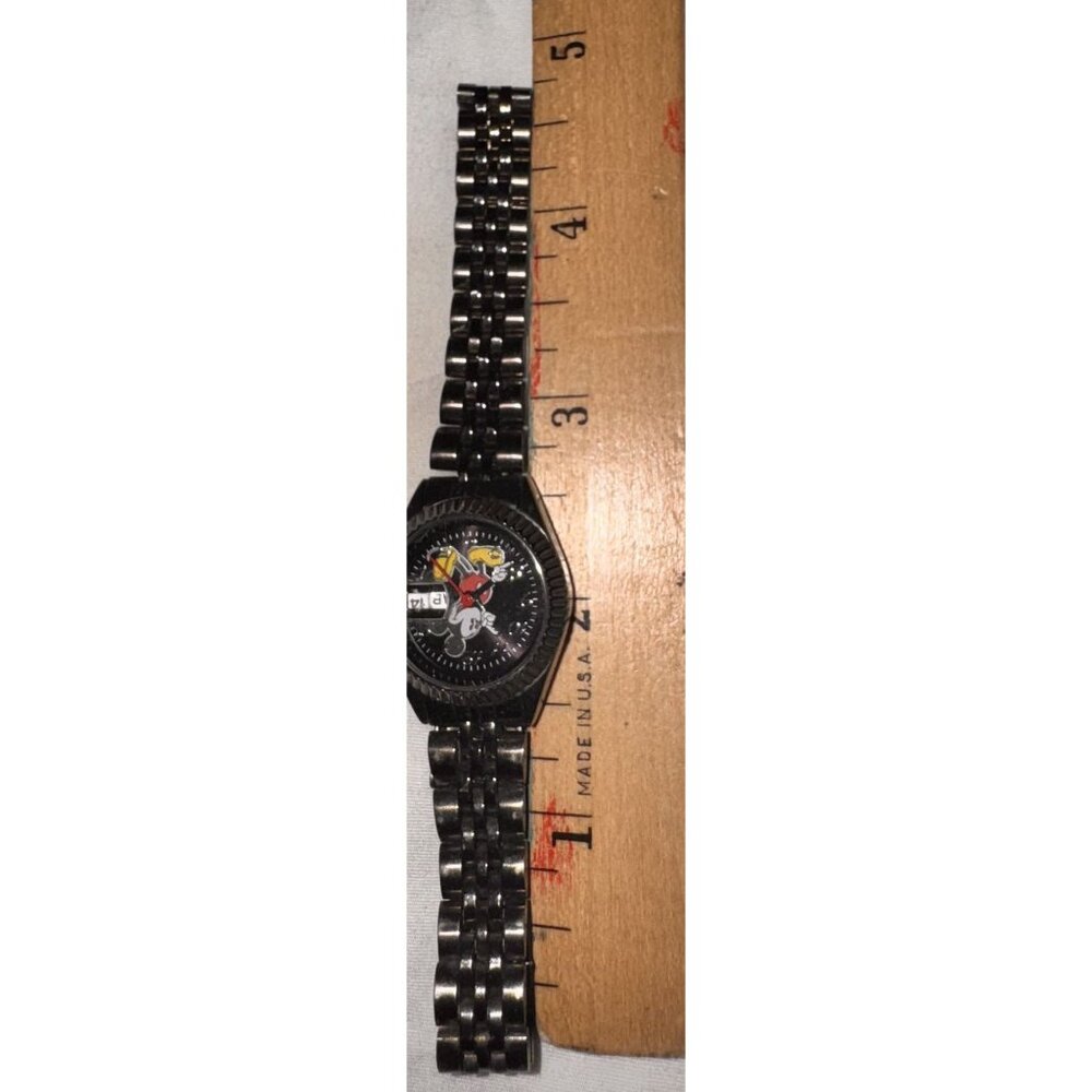 Vintage Disney Mickey Mouse Watch Black Stainless Steel Quartz Japan Movement - Picture 6 of 6